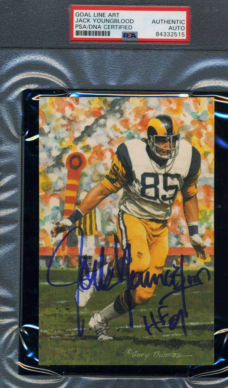 Jack Youngblood PSA DNA Slab Signed HOF 01 Goal Line Art Card Autograph