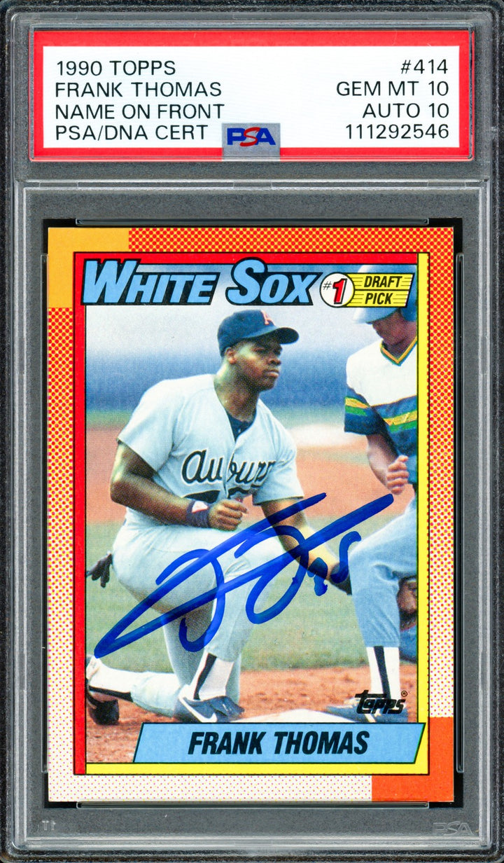 Frank Thomas Signed 1990 Topps RC #414 Chicago White Sox PSA 10 Auto 10 PSA/DNA