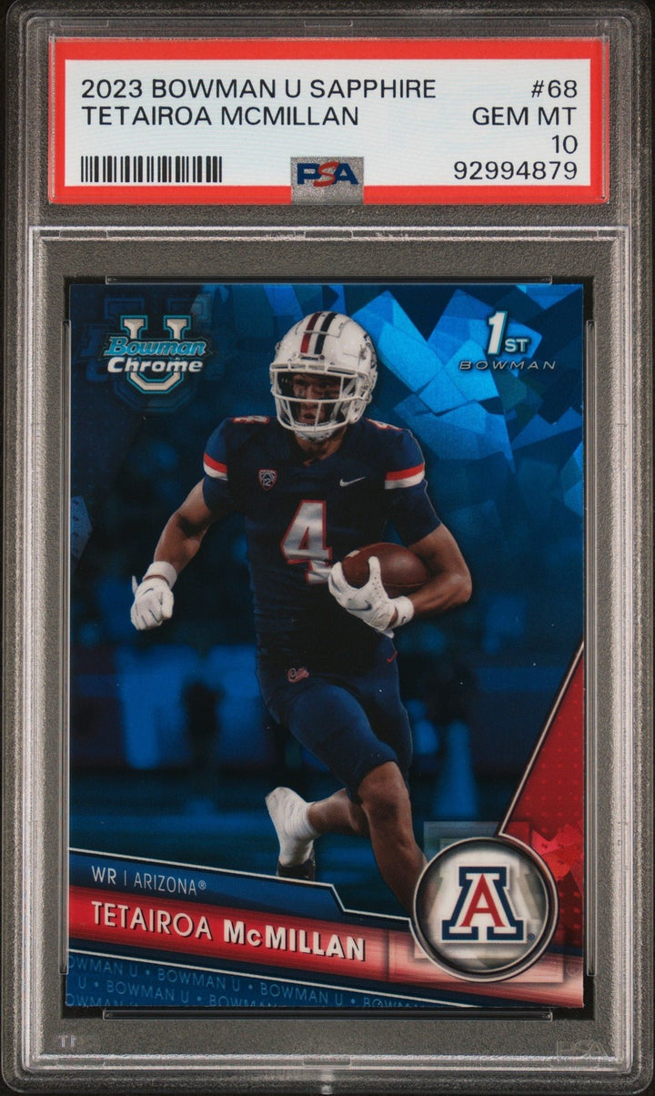 Graded 2023 Topps Bowman U Sapphire Tetairoa McMillan #68 Card PSA 10