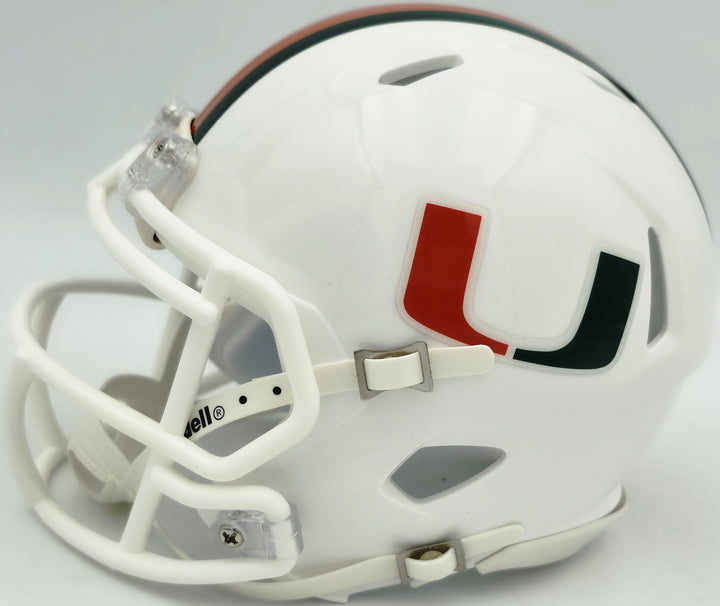 Bernie Kosar Signed Hurricanes White Traditional Speed Mini Helmet JSA Witness