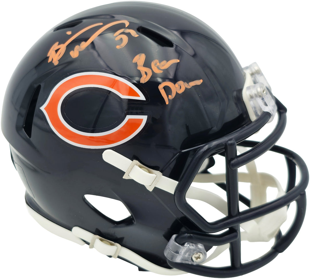 Brian Urlacher Signed Bears Blue Speed Mini Helmet Bear Down BAS Witness