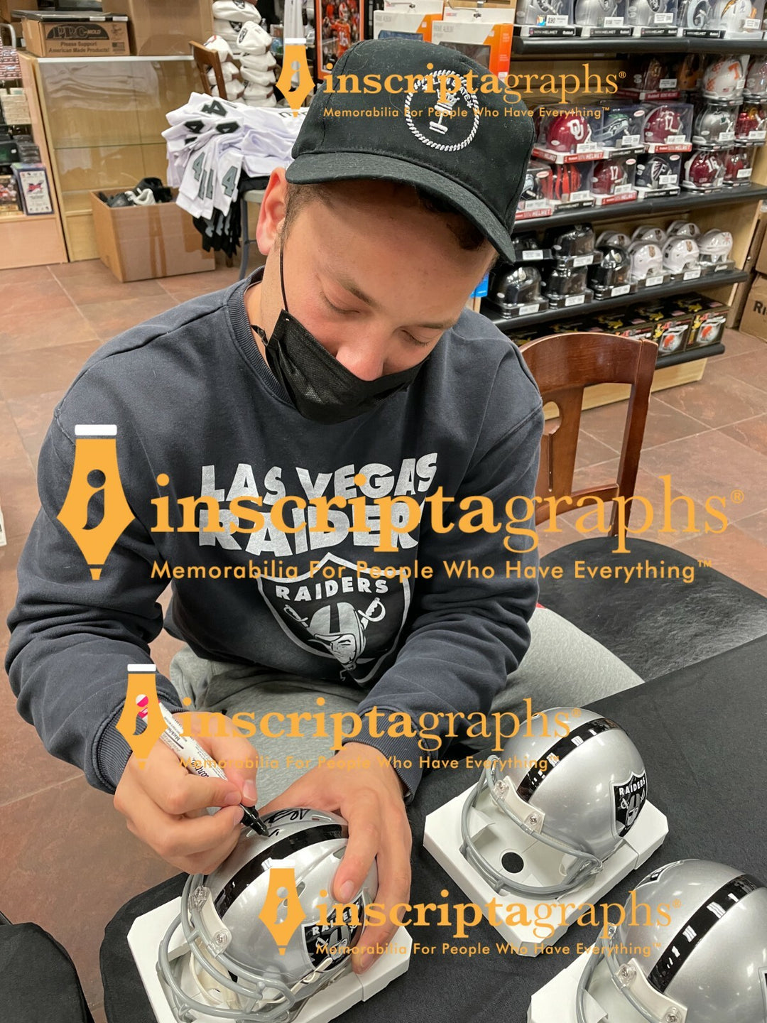 Alec Ingold Signed Las Vegas Raiders Mini Helmet Inscribed COA Autograph Oakland