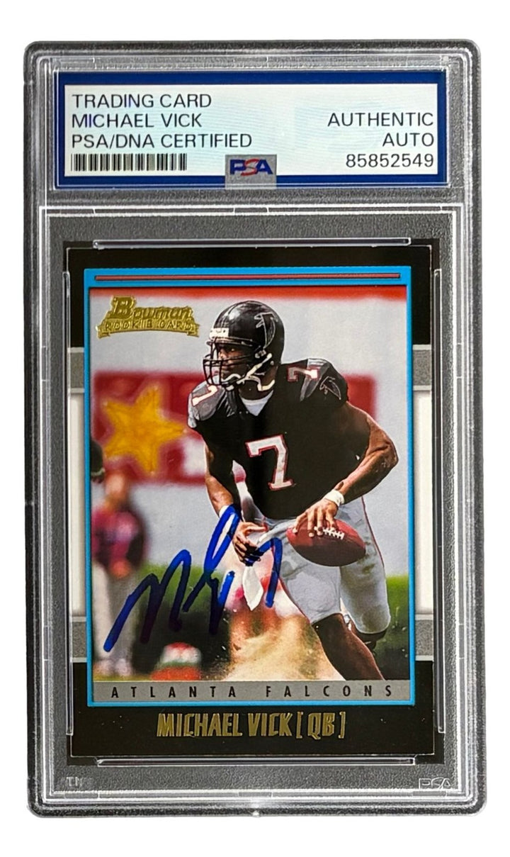 Michael Vick Signed 2001 Bowman #200 Atlanta Falcons Rookie Card PSA/DNA
