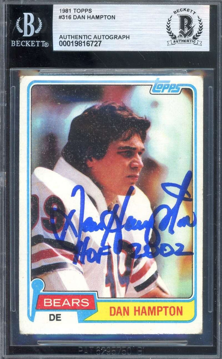 Dan Hampton Beckett BAS Signed 1981 Topps Rookie Autograph