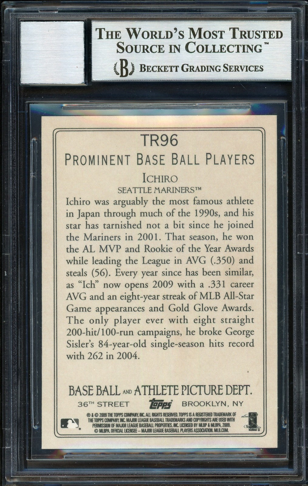 Ichiro Suzuki Signed 2009 Topps Turkey Red Card TR96 Mariners Auto 10 Beckett