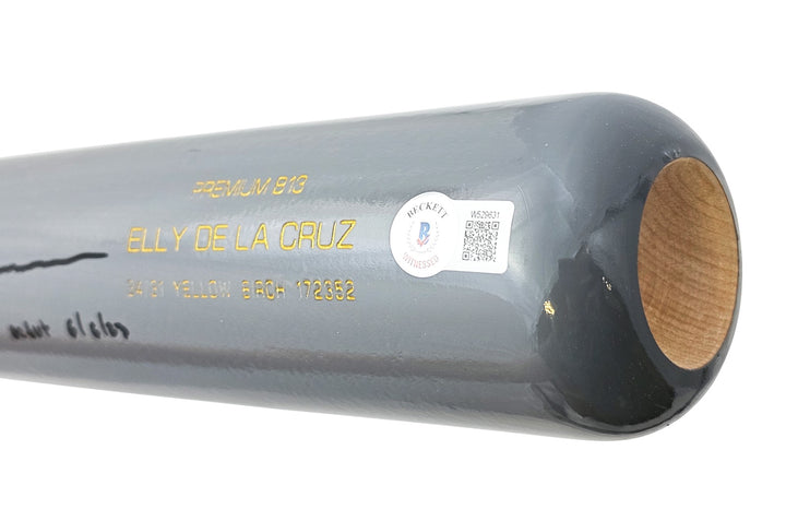 Elly De La Cruz Auto Gray B45 Player Model Bat Reds MLB Debut 6/6/23 Beckett Wit