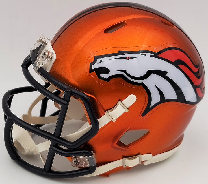 Steve Atwater Auto Signed Denver Broncos Flash Orange Speed Mini Helmet Beckett