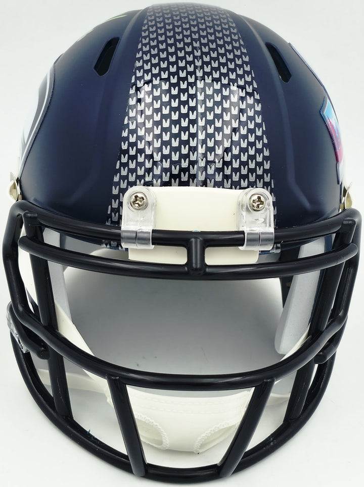 Grey Zabel Signed Seahawks Blue SB LX Champions Logo Speed Mini Helmet MCS Holo