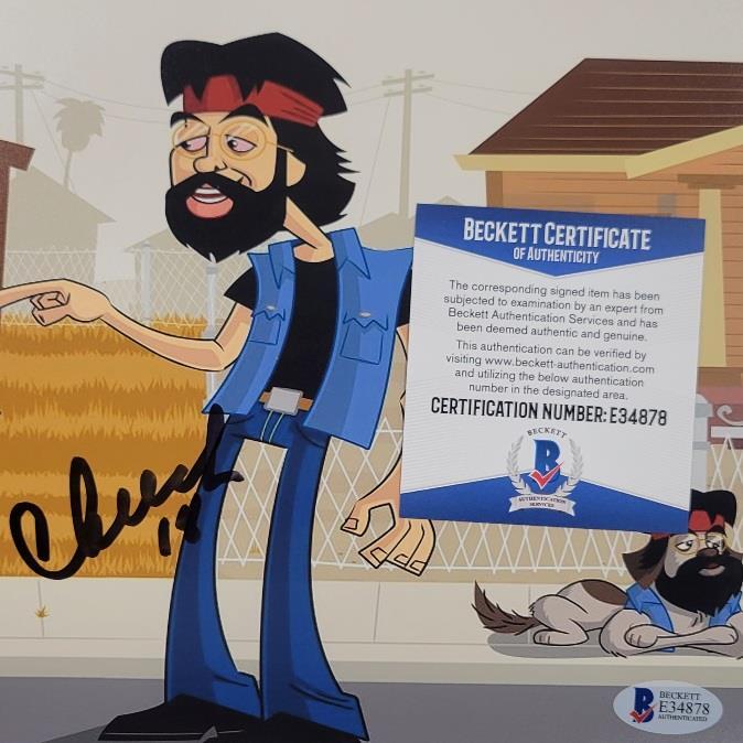 Cheech Marin and Tommy Chong signed Animated Movie 11x14 photo auto Beckett BAS