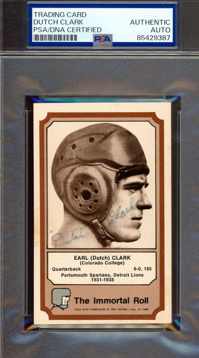Dutch Clark PSA DNA Signed 1974 Fleer Immortal Roll Autograph