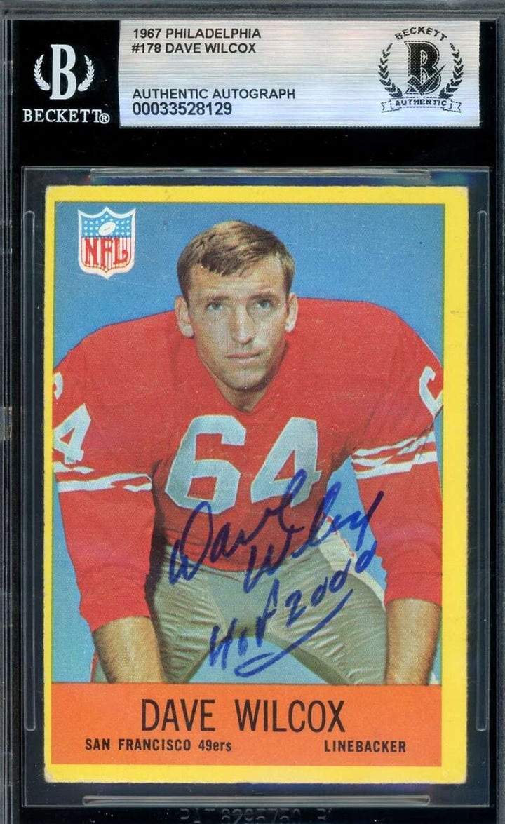 Dave Wilcox Beckett BAS Signed 1967 Philadelphia Rookie Autograph