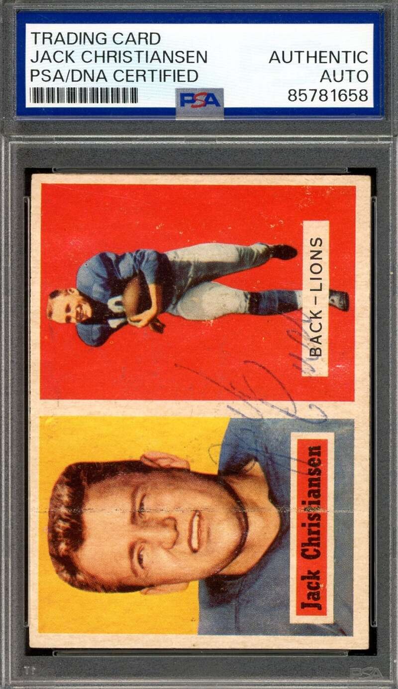 Jack Christiansen PSA DNA Vintage Signed 1957 Topps Autograph Lions