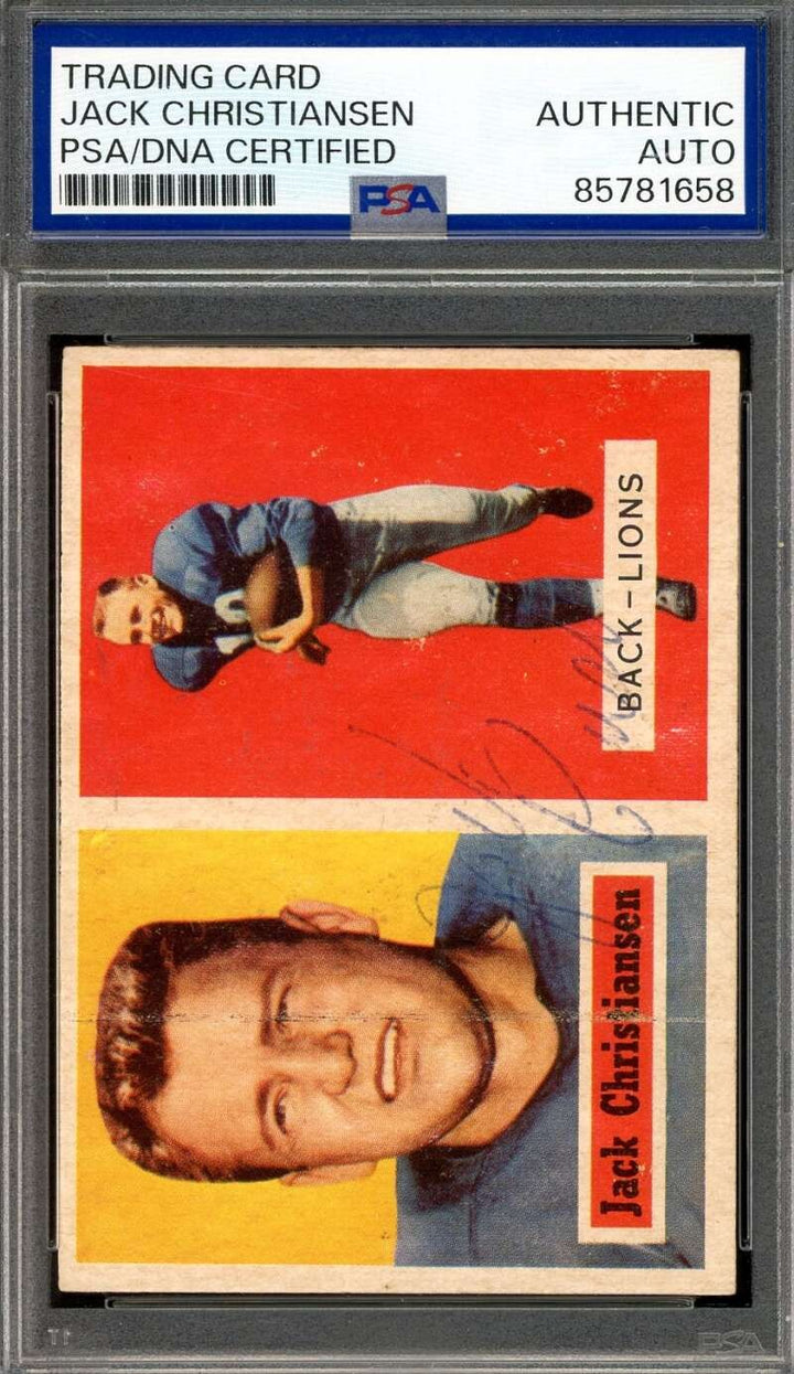 Jack Christiansen PSA DNA Vintage Signed 1957 Topps Autograph Lions