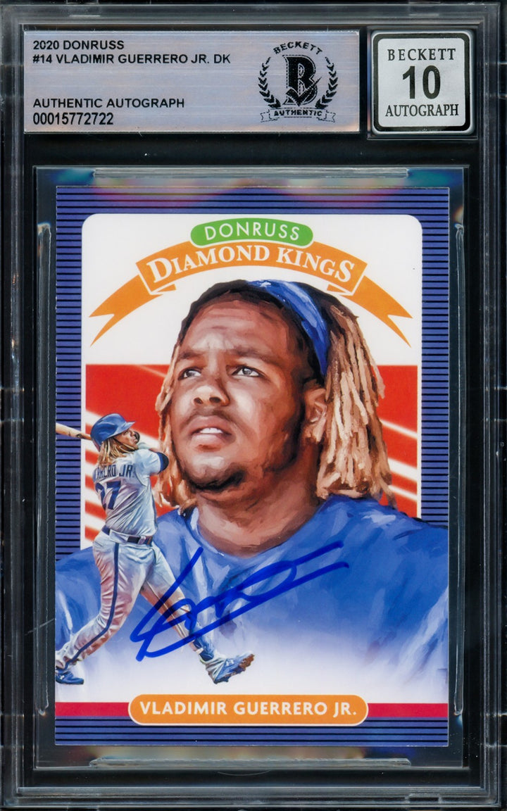 Vladimir Guerrero Jr. Signed 2020 Donruss Diamond Kings Card 14 Sig 10 Beckett