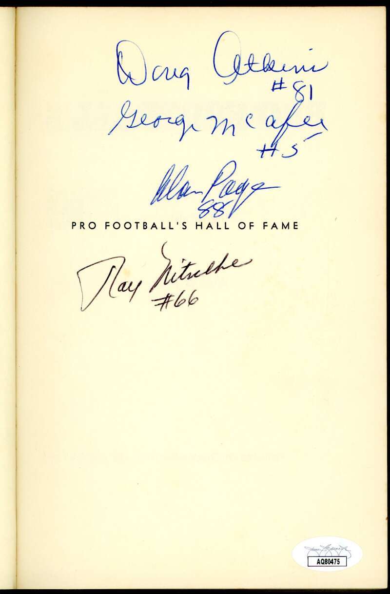 Nitschke Page McAfee Atkins JSA Coa Pro Football HOF Book Signed