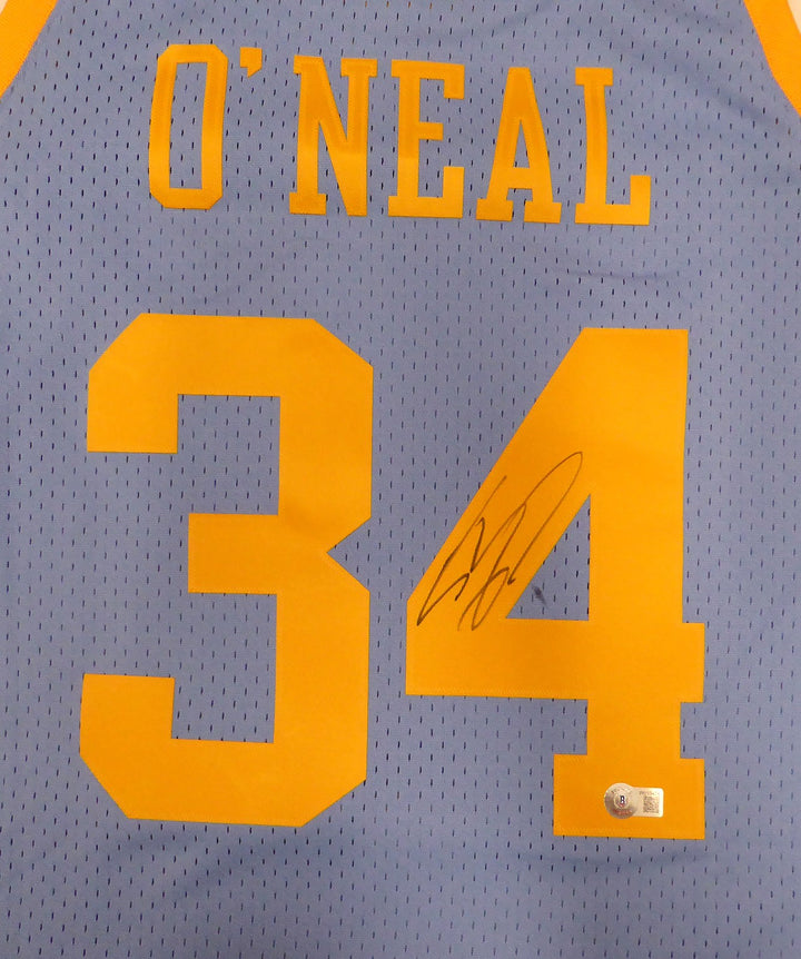 Lakers Shaquille Shaq O'Neal Signed Blue Mitchell & Ness Jersey Beckett #WU13474