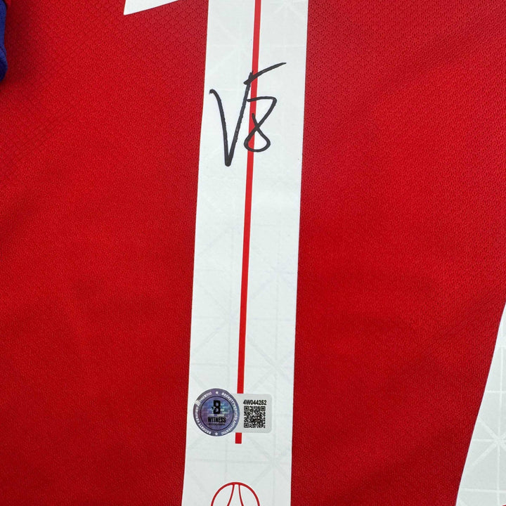 Autographed/Signed Vitinha PSG Paris Saint Germain Red Jersey Beckett BAS COA