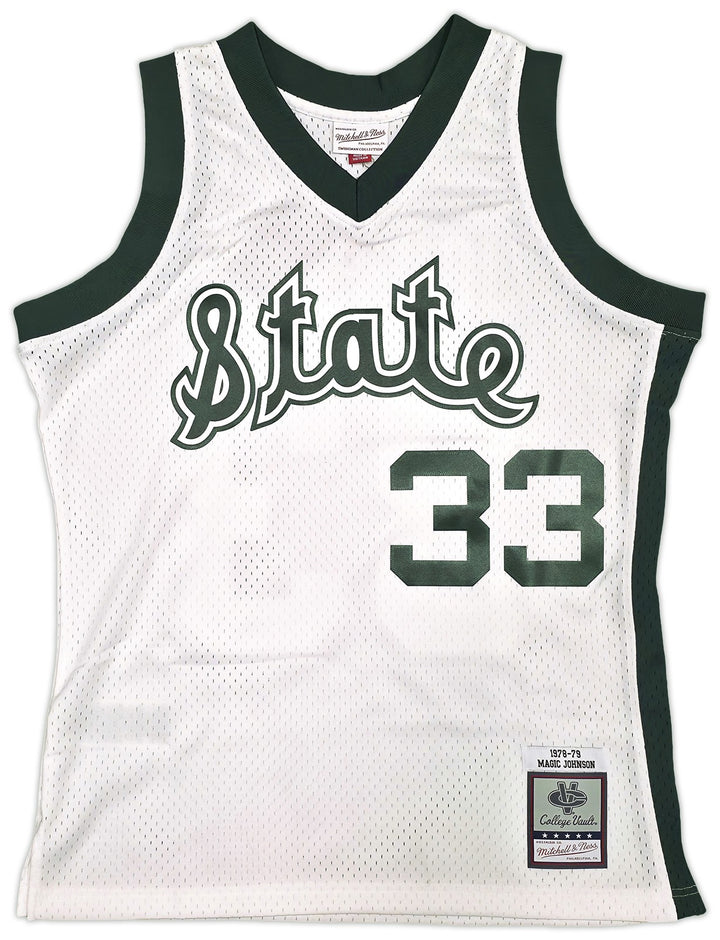Michigan State Magic Johnson Auto Mitchell Ness 1978 College Jersey L Beckett
