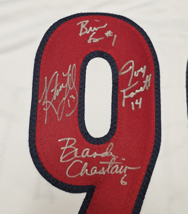 1999 Team USA Women's Soccer World Cup Champions Auto White Jersey 8 Sigs Hamm