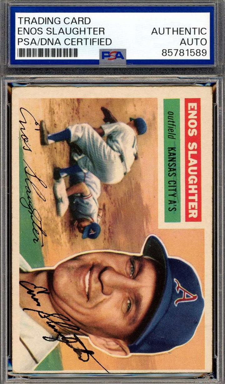 Enos Slaughter PSA DNA Vintage Signed 1956 Topps Autograph