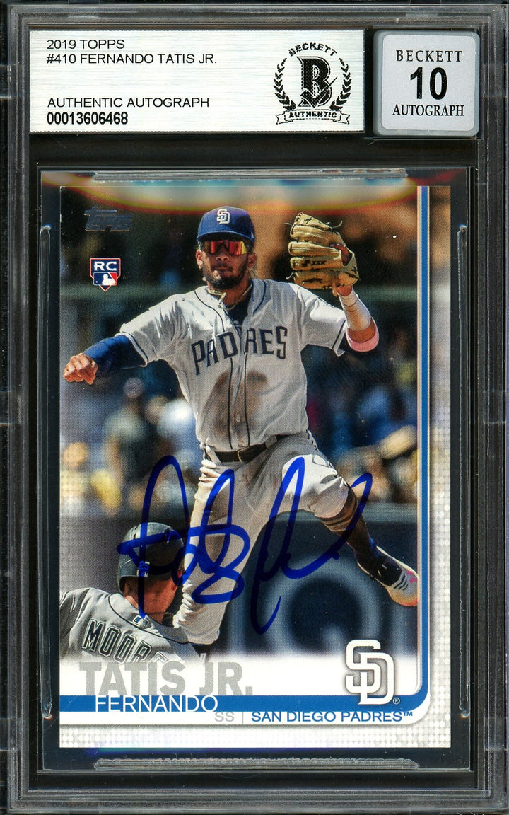 Fernando Tatis Jr. Auto 2019 Topps Complete Set RC 410 Padres Auto GM 10 Beckett
