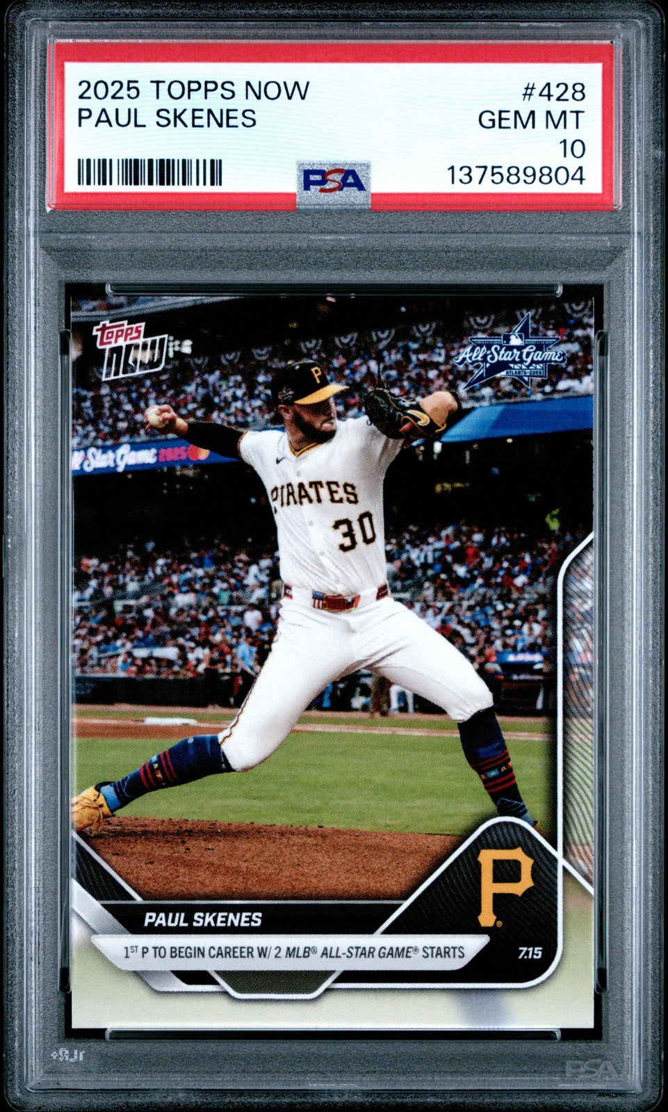 Graded 2025 Topps Now Paul Skenes #428 Baseball Card PSA 10 Gem Mint