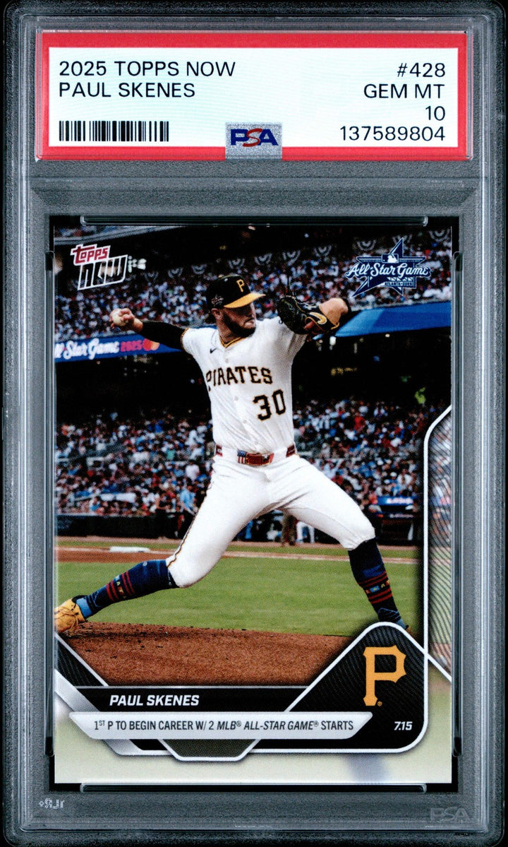 Graded 2025 Topps Now Paul Skenes #428 Baseball Card PSA 10 Gem Mint
