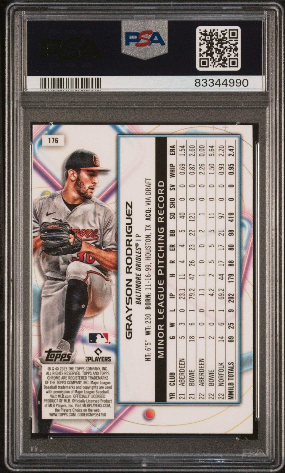 Graded 2023 Topps Cosmic CHR Grayson Rodriguez #176 Nucleus Baseball Card PSA 10