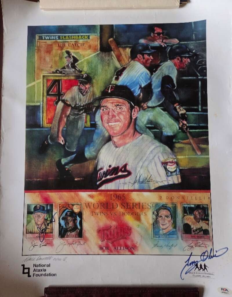 Jim Kaat Tony Oliva PSA DNA Signed 19x24 Photo 1965 World Series Autograph
