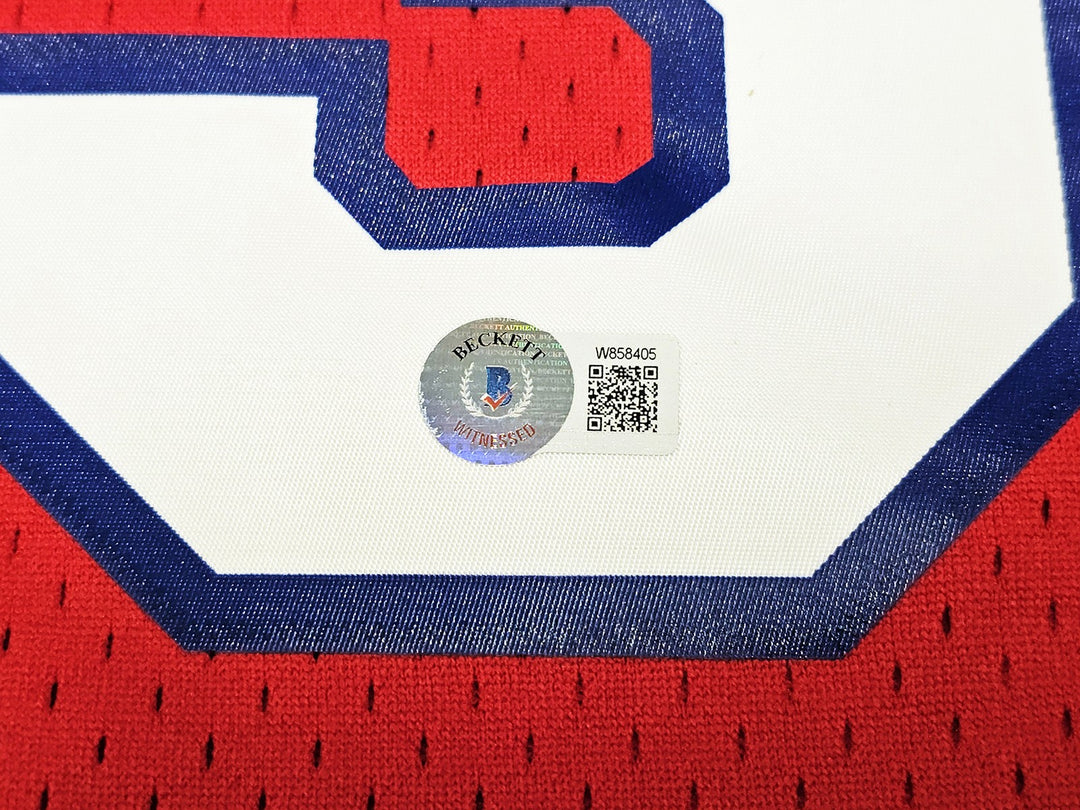 76ers Allen Iverson Auto Red Auth Mitchell Ness 02-03 HWC Swingman Jersey 2X BAS