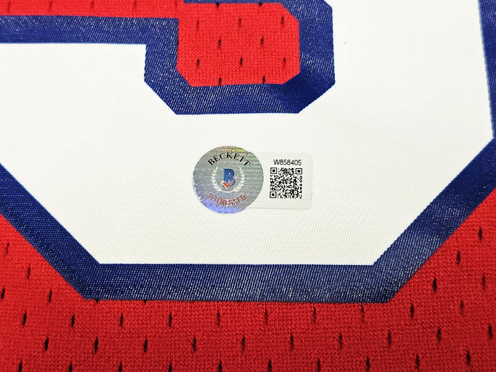 76ers Allen Iverson Auto Red Auth Mitchell Ness 02-03 HWC Swingman Jersey 2X BAS