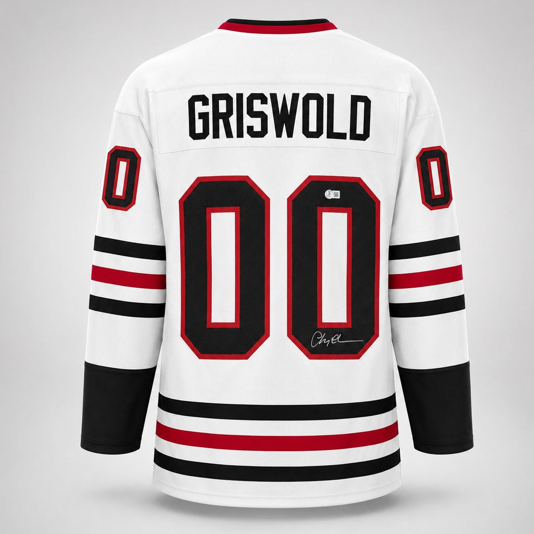 Christmas Vacation Chevy Chase Signed White Jersey Clark Griswold Beckett BAS QR