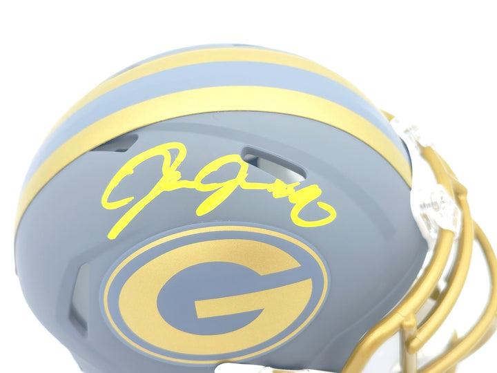 Josh Jacobs Signed Green Bay Packers Slate Gray Speed Mini Helmet Beckett Wit