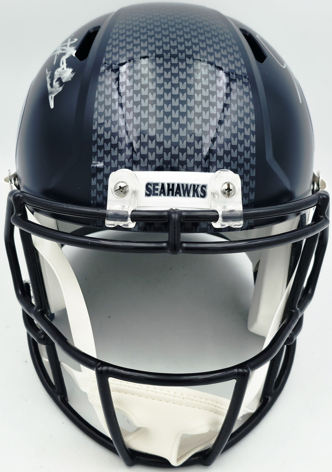 Nick Emmanwori Auto Seahawks Blue Full Size Replica Helmet - Sig Twice & Smudged