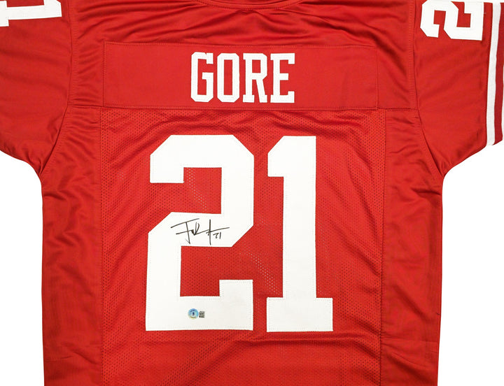 San Francisco 49ers Frank Gore Signed Red Jersey Beckett Witness