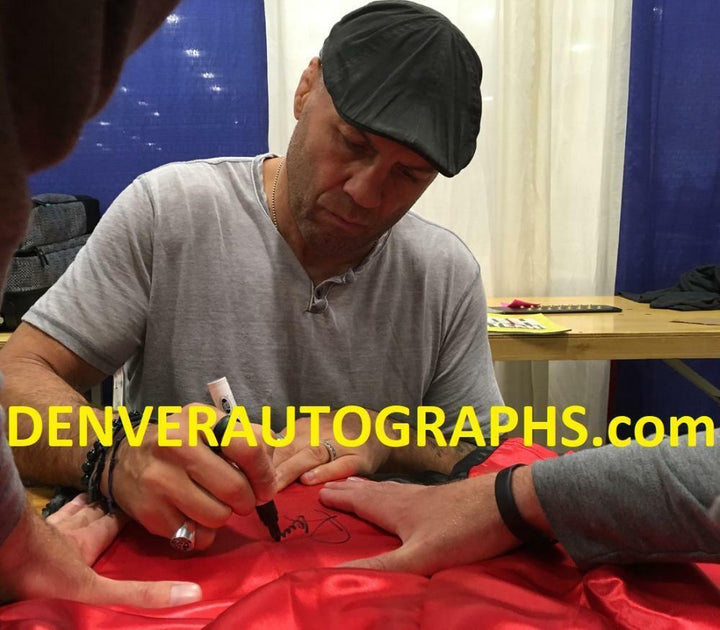 Randy Couture Autographed/Signed UFC MMA Red Trunks BAS 22007