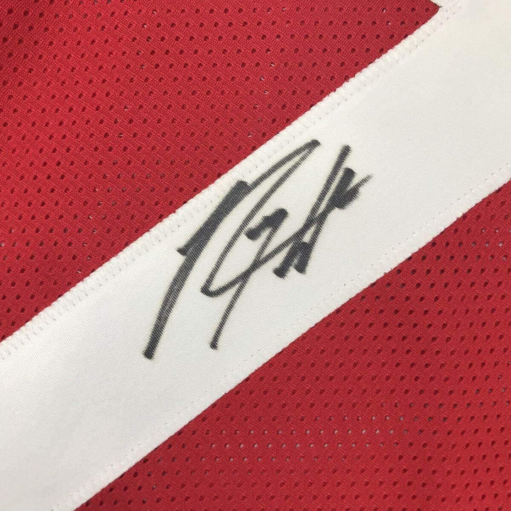 Framed Autographed/Signed Rodney Hampton 35x39 Georgia Red Stat Jersey PSA COA
