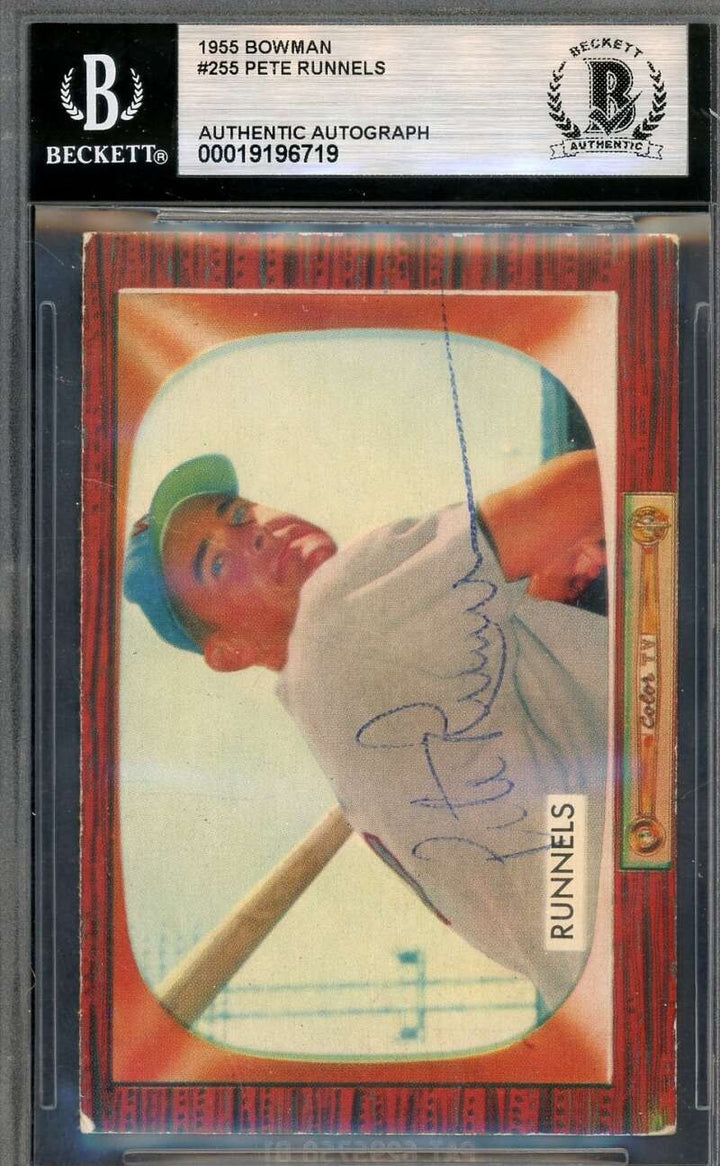 Pete Runnels Beckett BAS Signed 1955 Bowman Autograph
