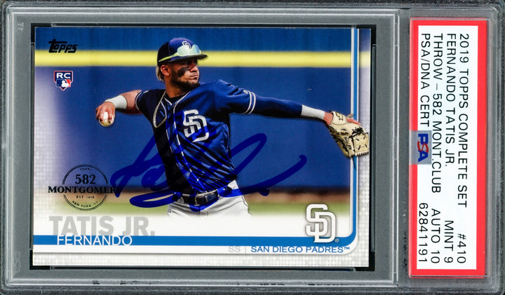 Fernando Tatis Jr Signed 2019 Topps Complete Set Montgomery RC 410 PSA 9 Sig 10