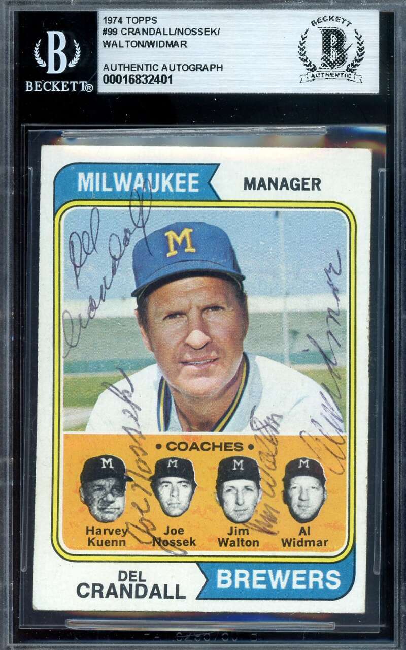 Carndall Nossek Walton Widmar Beckett BAS Signed By 4 1974 Topps Autograph