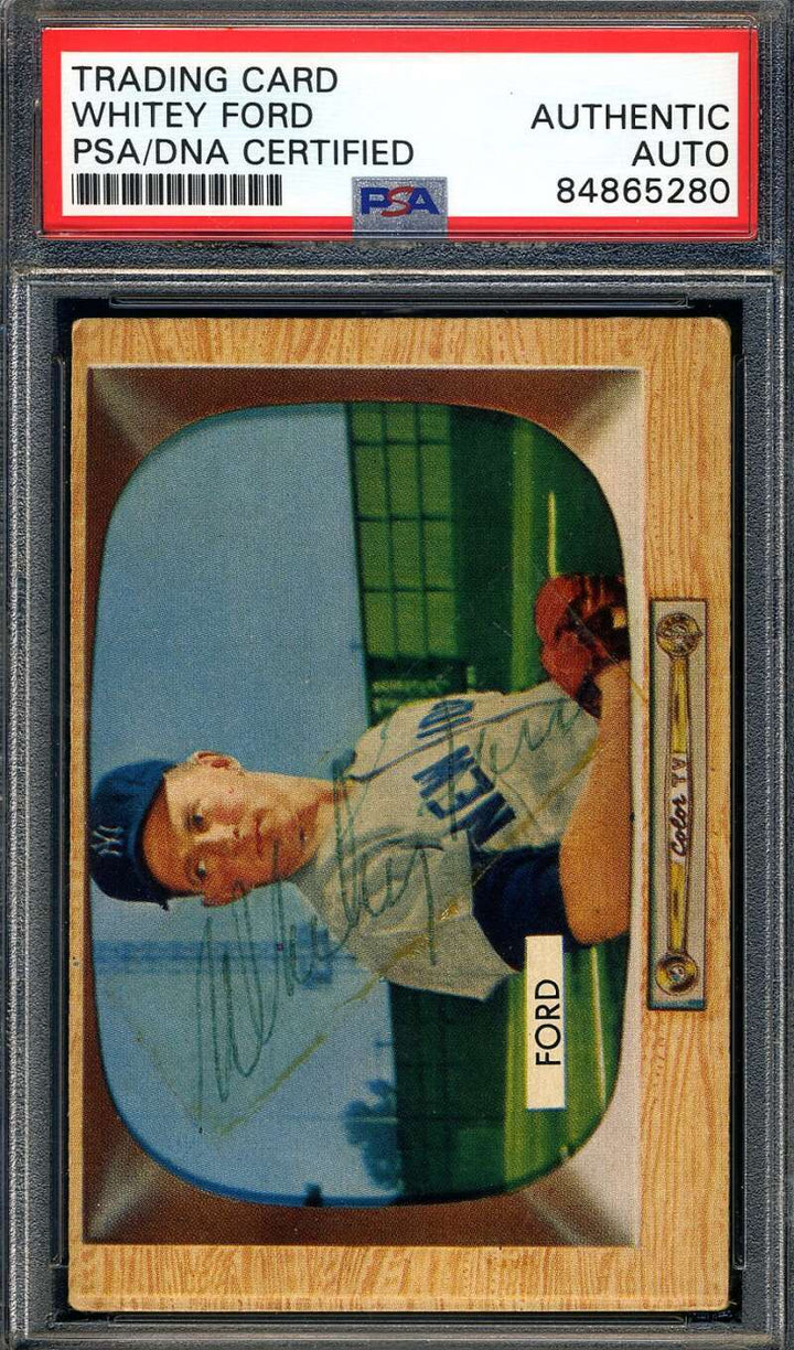 Whitey Ford PSA DNA Vintage Signed 1955 Bowman Autograph