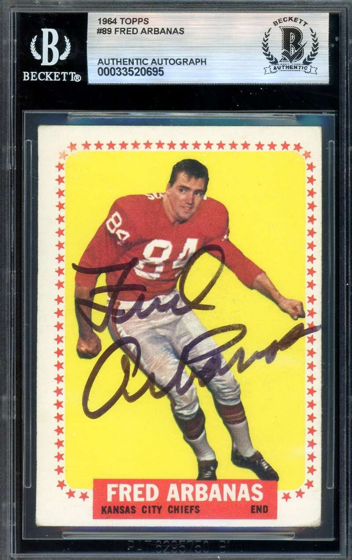 Fred Arbanas Beckett BAS Signed 1964 Topps Autograph Chiefs