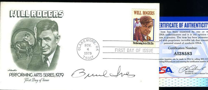 Burl Ives PSA DNA Coa Signed FDC Cache Autograph