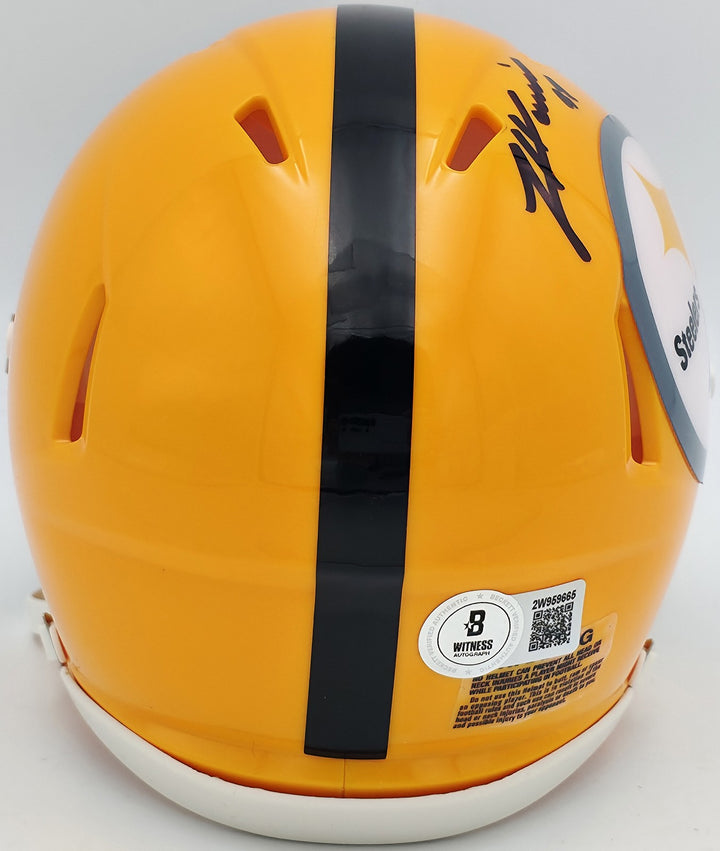 James Harrison Signed Steelers Throwback Gold Speed Mini Helmet Beckett Wit