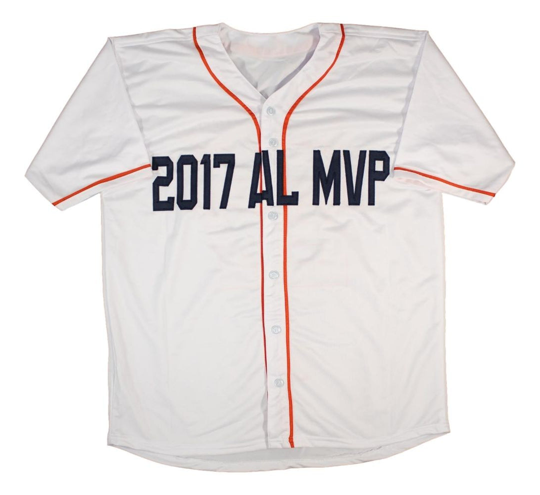 Jose Altuve Houston Signed White Baseball Jersey 17 AL MVP BAS