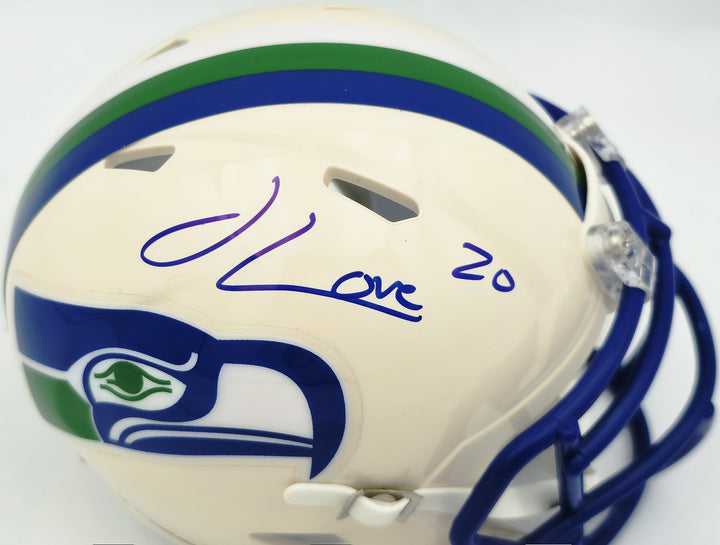Julian Love Signed Seattle Seahawks Cream Retro Speed Mini Helmet MCS Holo