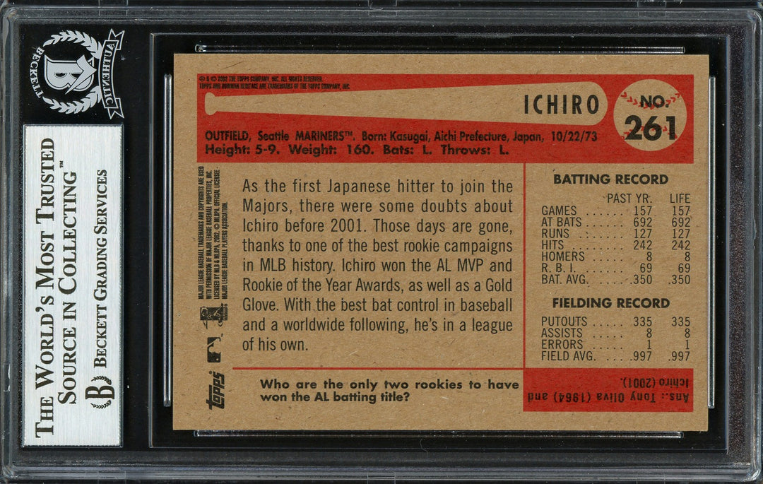 Ichiro Suzuki Signed 2002 Bowman Heritage Card 261 Seattle Mariners Beckett