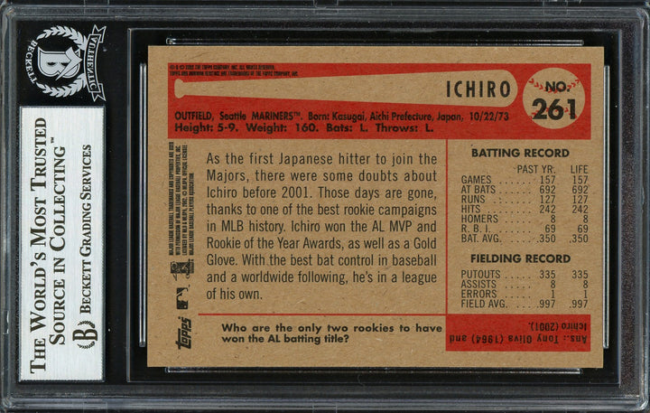 Ichiro Suzuki Signed 2002 Bowman Heritage Card 261 Seattle Mariners Beckett