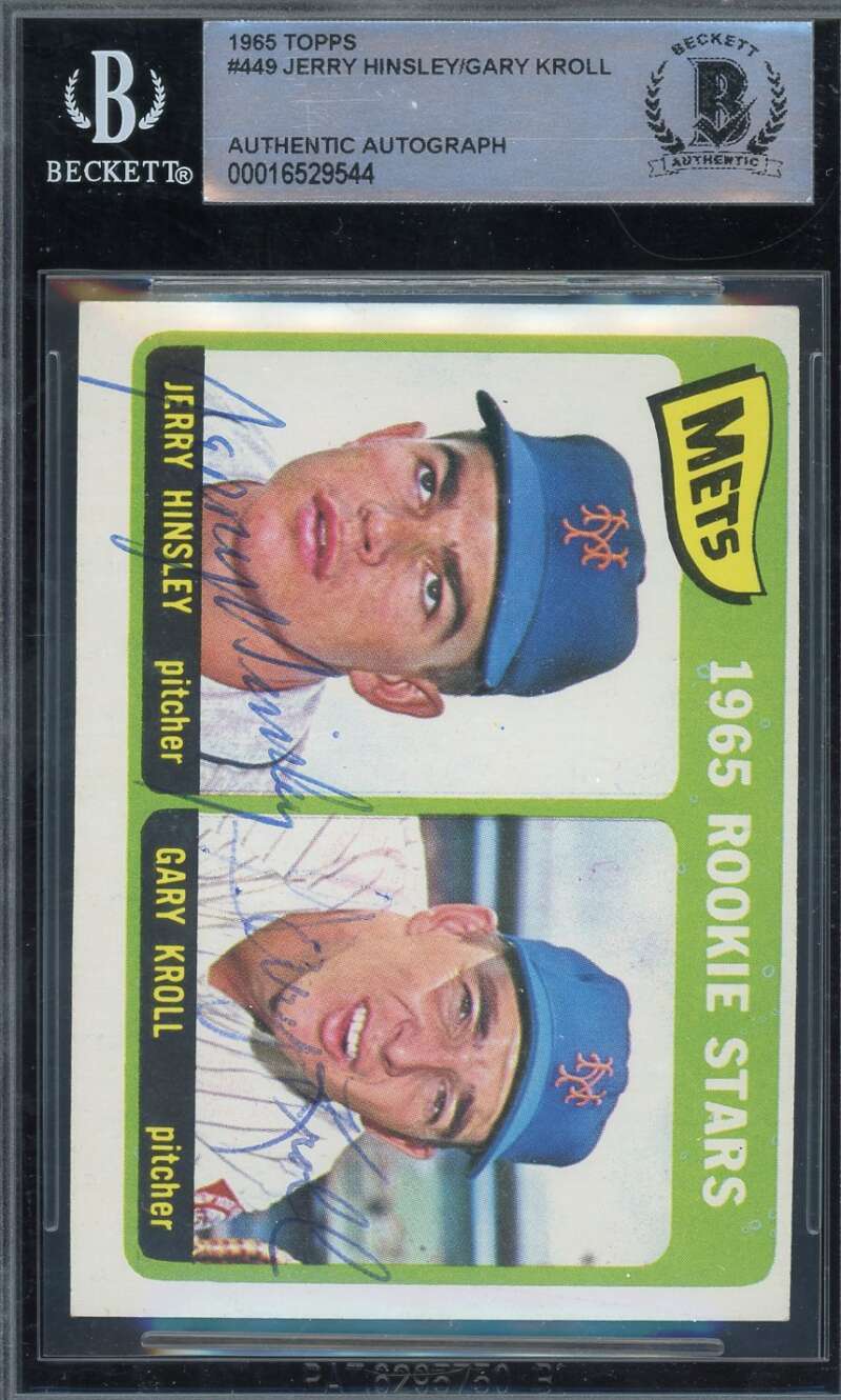Jerry Hinsley Gary Kroll Beckett BAS Signed 1965 Topps Rookie Autograph