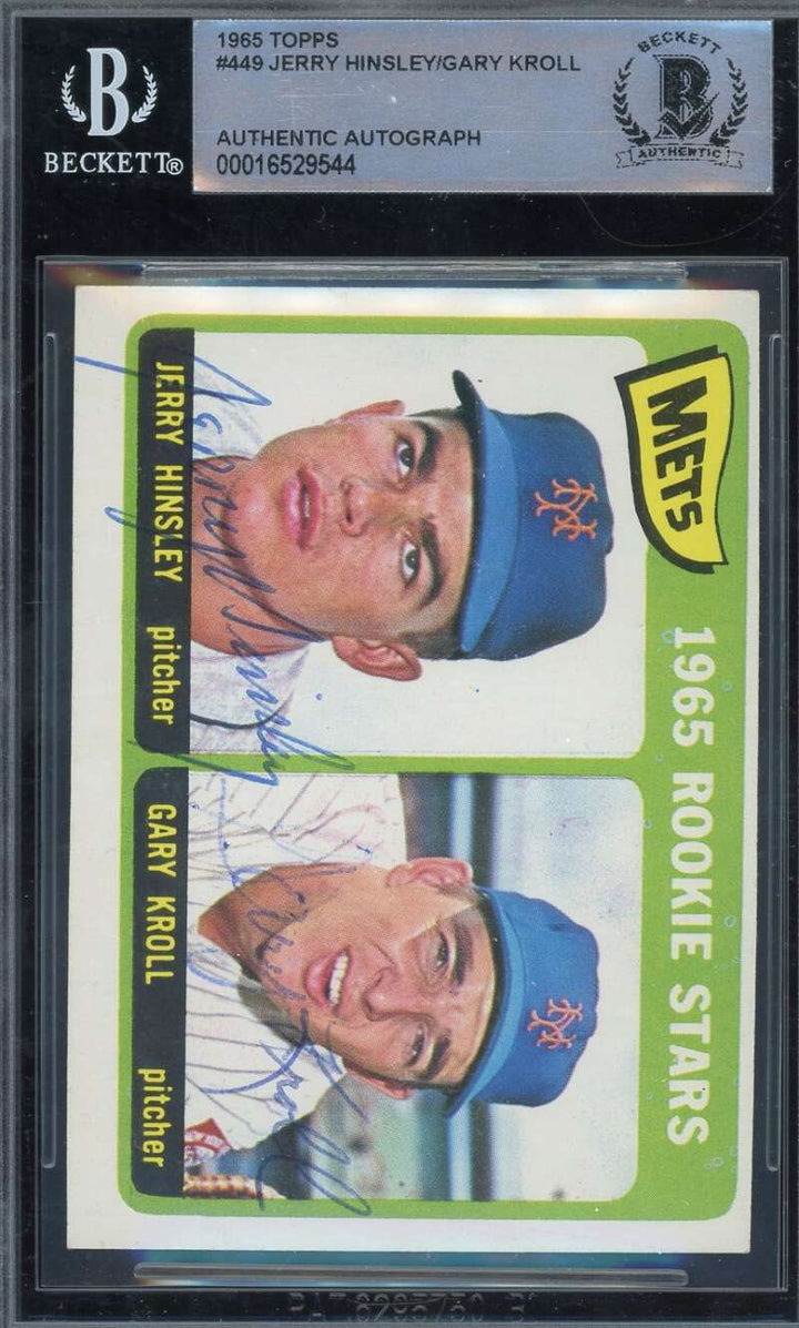 Jerry Hinsley Gary Kroll Beckett BAS Signed 1965 Topps Rookie Autograph